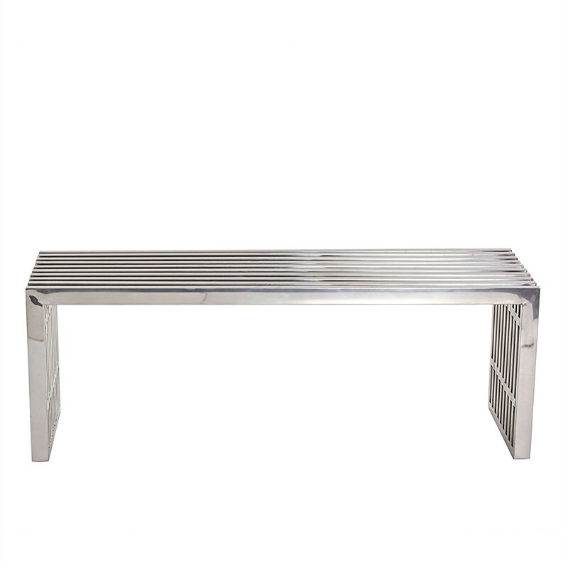 Hivvago Modern Mid Century Stainless Steel Accent Bench