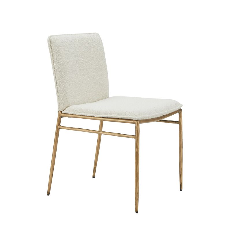 Cid Abby 19 Inch Side Dining Chair, Off White, Brass Gold Finished Legs - Benzara