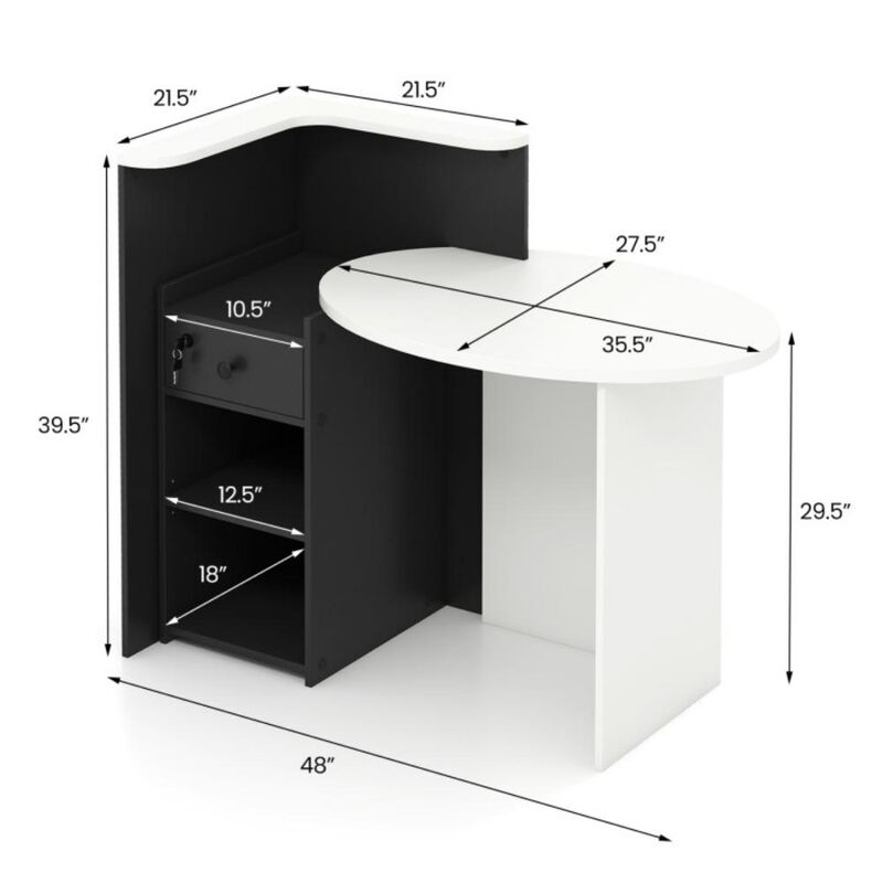 Hivvago Reception Office Desk with Open Shelf and Lockable Drawer