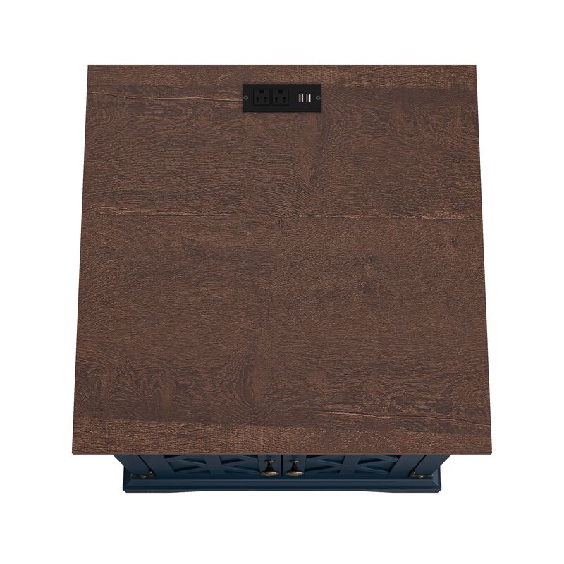 FESTIVO Farmhouse End Table with Charging Station