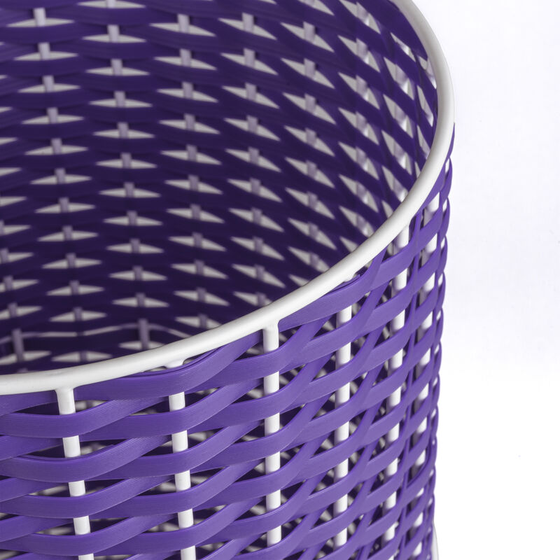 Cecil Modern Faux Wicker Cylinder Waste Basket