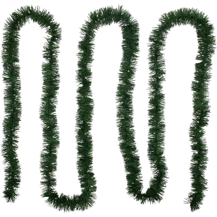 18' x 3" Pre-Lit Pine Artificial Christmas Garland  Warm White LED Lights
