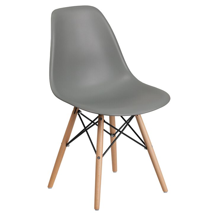 Flash Furniture Elon Series Moss Gray Plastic Chair with Wooden Legs