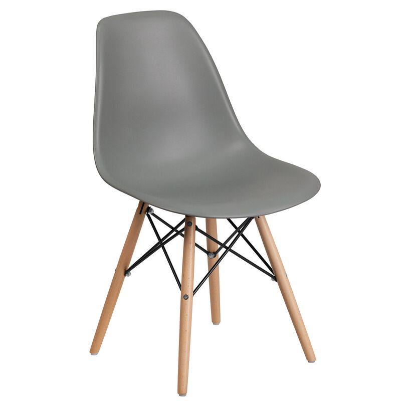 Flash Furniture Elon Series Moss Gray Plastic Chair with Wooden Legs