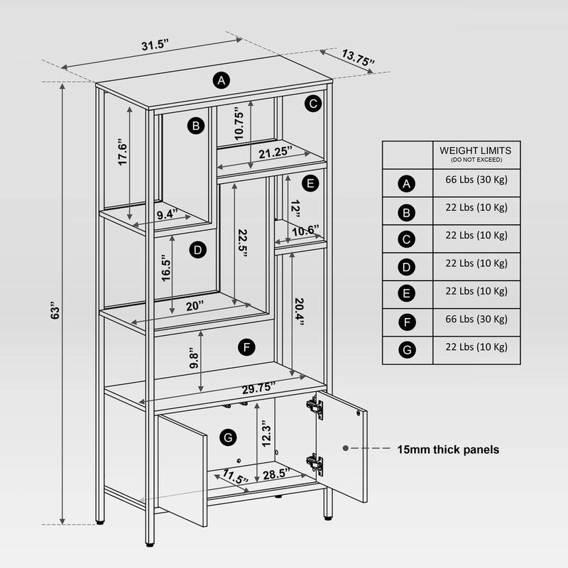 Techni Mobili Oak Storage Rack with  door cabinet