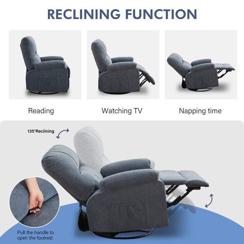 Merax 360 Degree Rotating Swing Single Sofa Chair Recliner