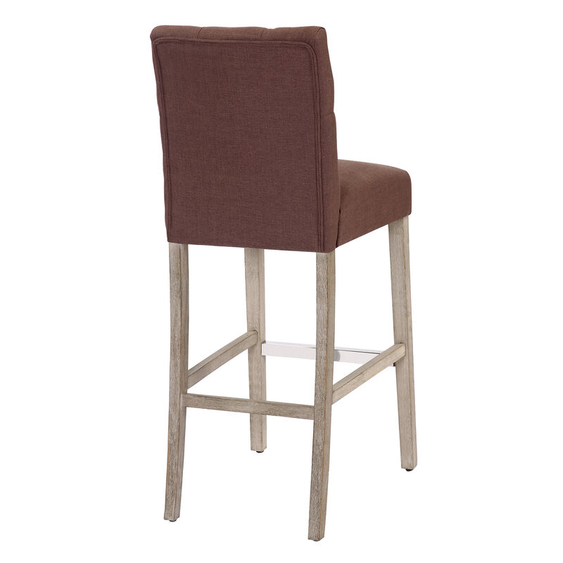 WestinTrends 29" Linen Fabric Tufted Upholstered Bar Stool (Set of 3), Antique Grey