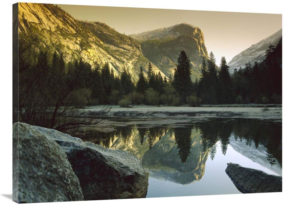 Mt Watkins reflected in Mirror Lake, Yosemite National Park, California-Canvas Art-40x30