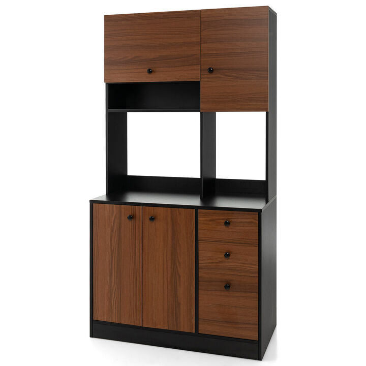 71-Inch Kitchen Pantry Cabinet with 3 Storage Shelves and 3 Spacious Drawers