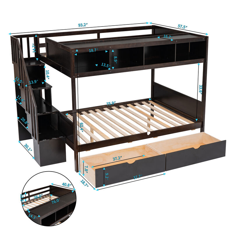 Merax Bunk Bed with Shelves  and Storage Staircase
