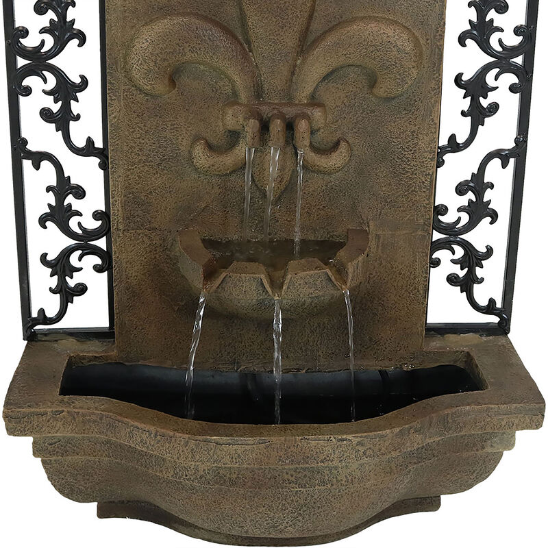 Sunnydaze French Lily Outdoor Solar Wall Fountain with Battery - Florentine