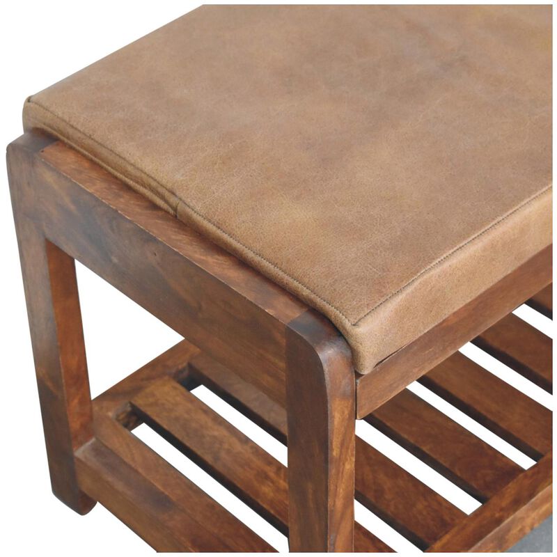 Artisan Furniture Solid Wood Small Buffalo Slatted Hallway Bench