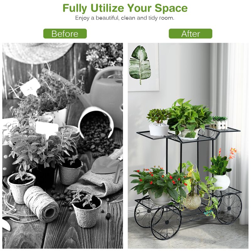 6-Tier Garden Cart Flower Rack Display Decor Pot Plant Holder