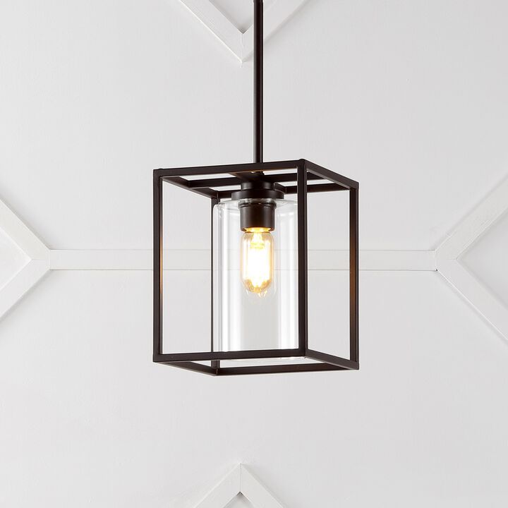 Quinn 1-Light Industrial Farmhouse Iron/Glass LED Pendant