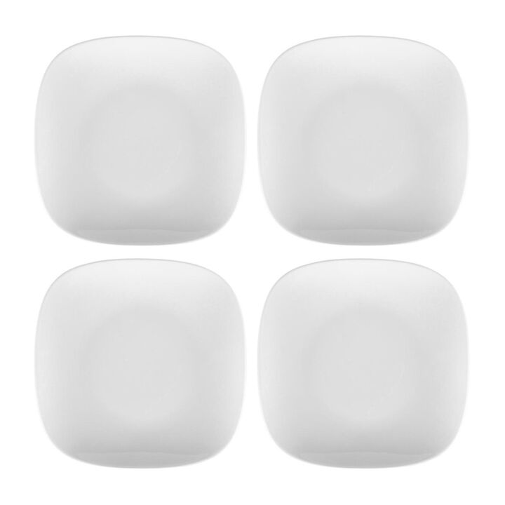 Porcelain Mimoza 7" x 7" Square White Porcelain Plate (Set of 4)