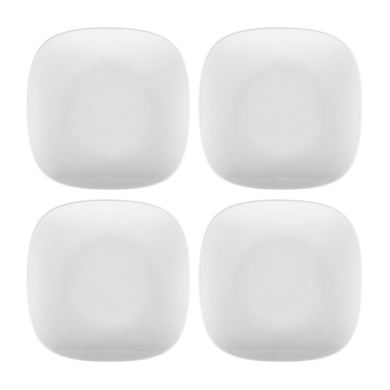 Porcelain Mimoza 7" x 7" Square White Porcelain Plate (Set of 4)