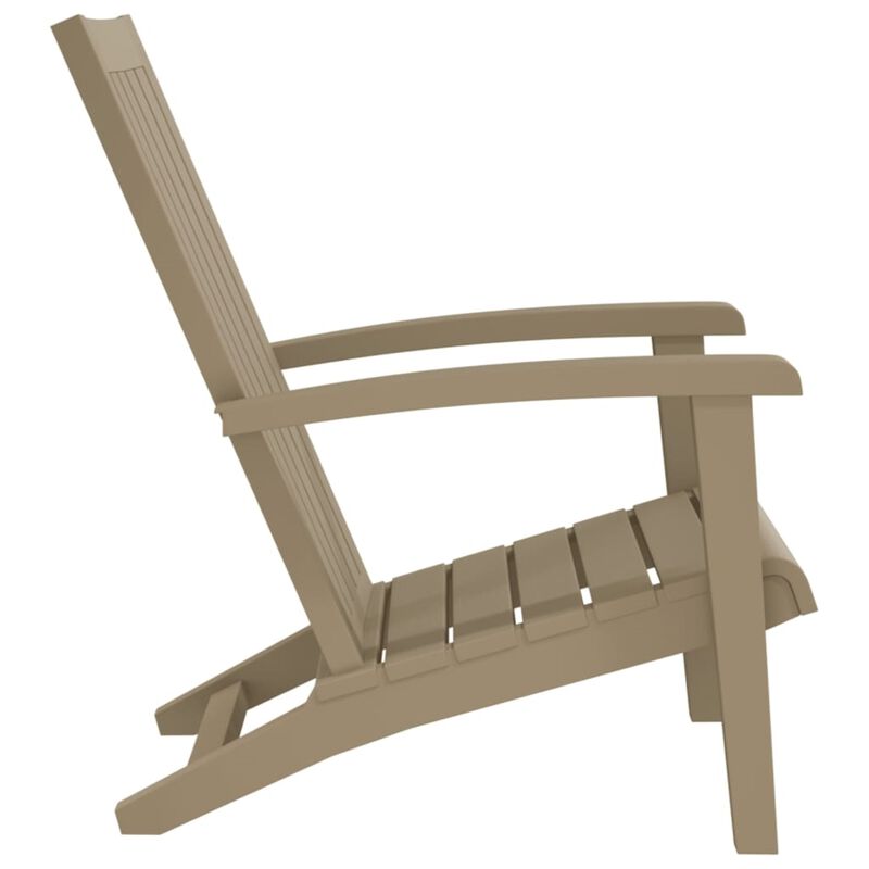 vidaXL Patio Adirondack Chair - Light Brown - Durable Polypropylene Material - UV & Weather-Resistant - Imitation Wood Texture Design - Comfortable Armrests & Backrest