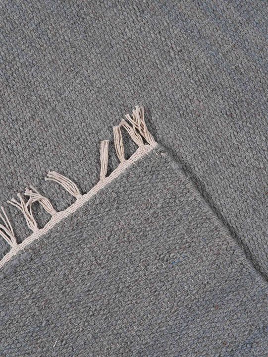 RUGSOTIC CARPETS HAND WOVEN FLAT WEAVE KILIM WOOL ECO-FRIENDLY AREA RUGS  - 8'x10', Rectangle Shape, Silver Color, Solid Plain Design, Low Pile  Handmade Rugs for Living Room, Bed Room (D00111)