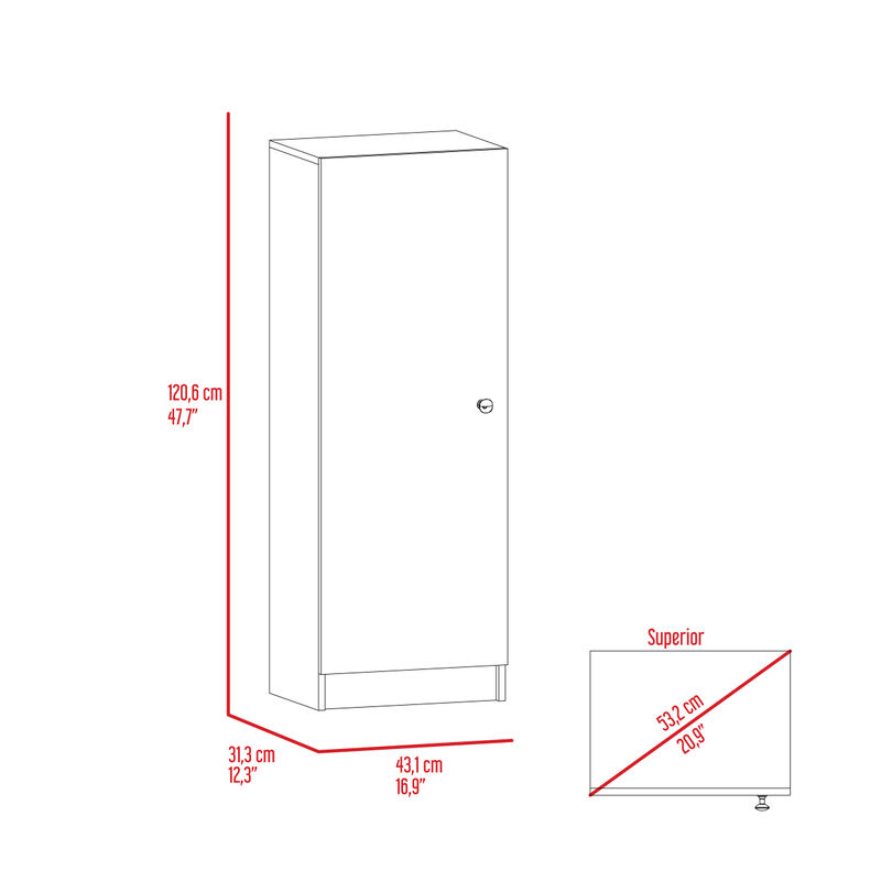 Belleria Single Door Pantry With Four Interior Shelves - White