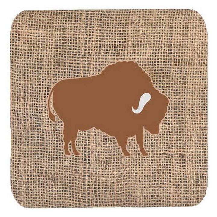 Caroline's Treasures BB1127-BL-BN-FC Buffalo Burlap and Brown Foam Coasters (Set of 4), 3.5 H x 3.5 W, Multicolor