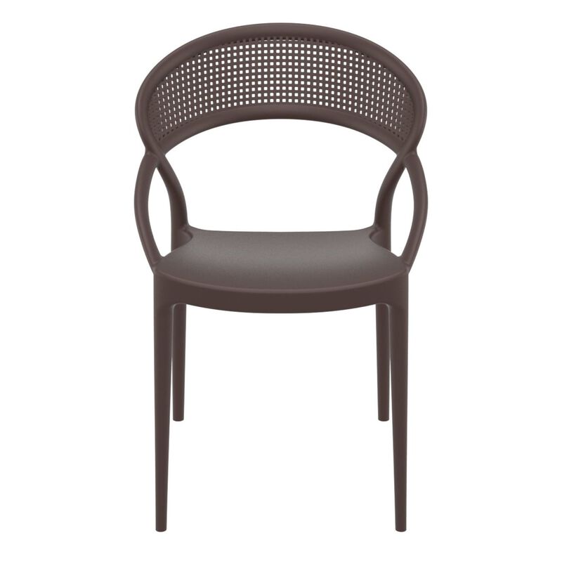 32.25" White Mesh Outdoor Patio Round Dining Chair