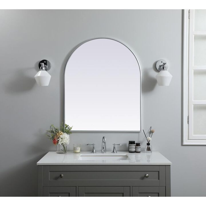 Elegant Decor Metal Frame Arch Mirror 30x36 Inch in Silver