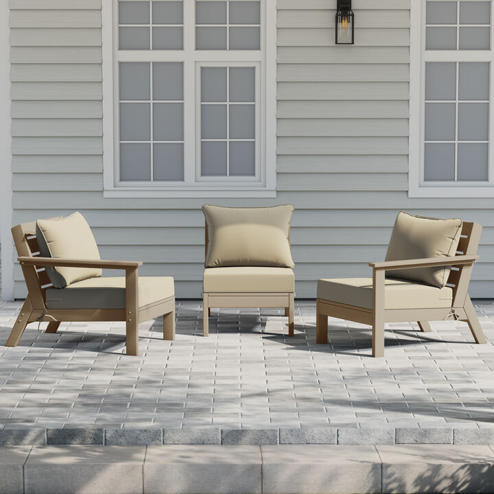 WestinTrends Outdoor Patio HDPE Sectional Sofa with Patio Cushions