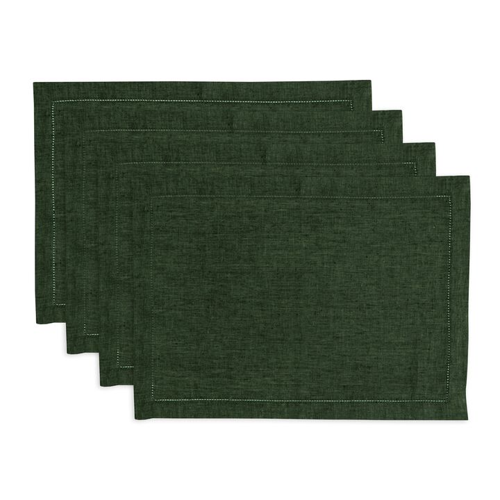 Solino Home 100% Pure Linen Placemats 14 x 19 Inch Set of 4 | Milan