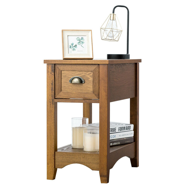 Contemporary Chair Side End Table Compact Table with Drawer Nightstand