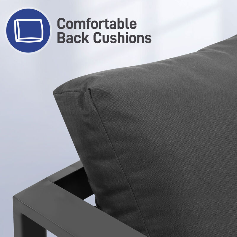 Contemporary 2pcs Sofa Set, Aluminum Frame with Cushions
