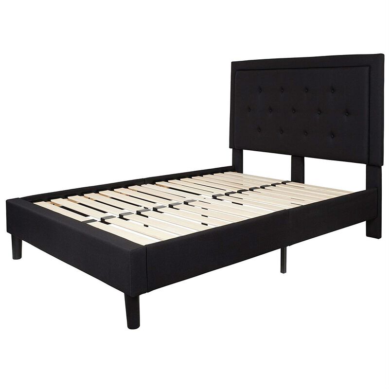 Fabric Upholstered Platform Bed Frame with Headboard
