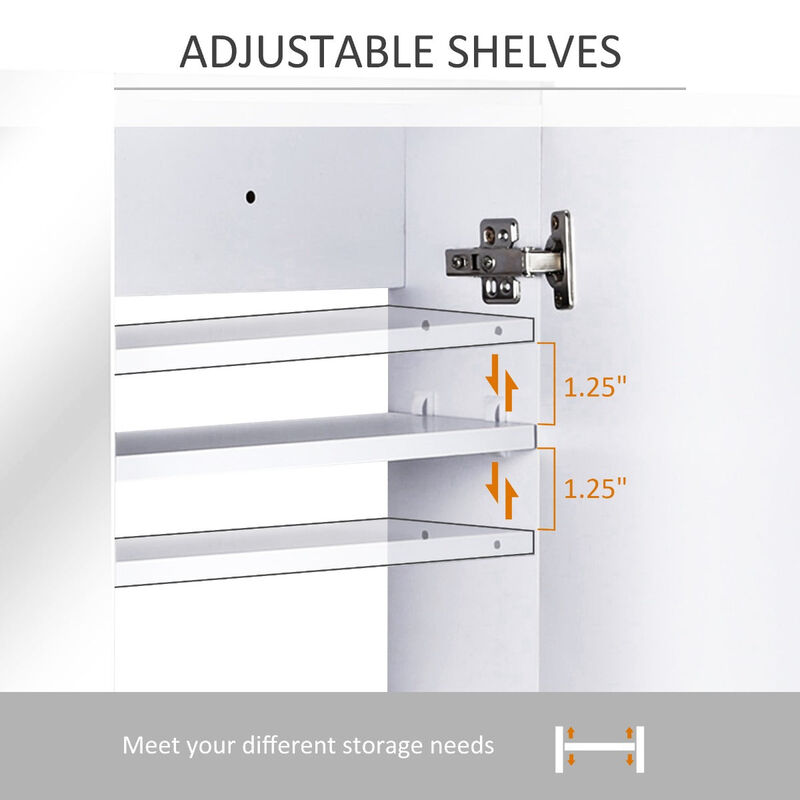 White Bathroom Organizer: Wall-Mounted MDF Cabinet with Mirror