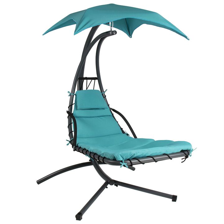 Hivvago Teal Single Person Sturdy Modern Chaise Lounger Hammock Chair Porch Swing