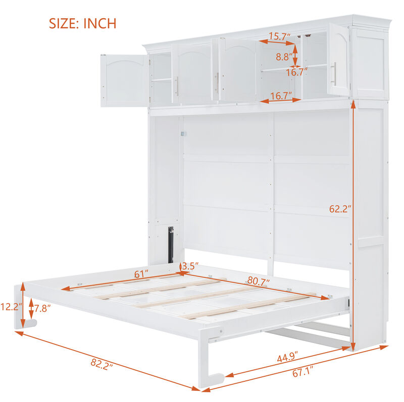 Merax Murphy Bed Wall Bed with Top Cabinets
