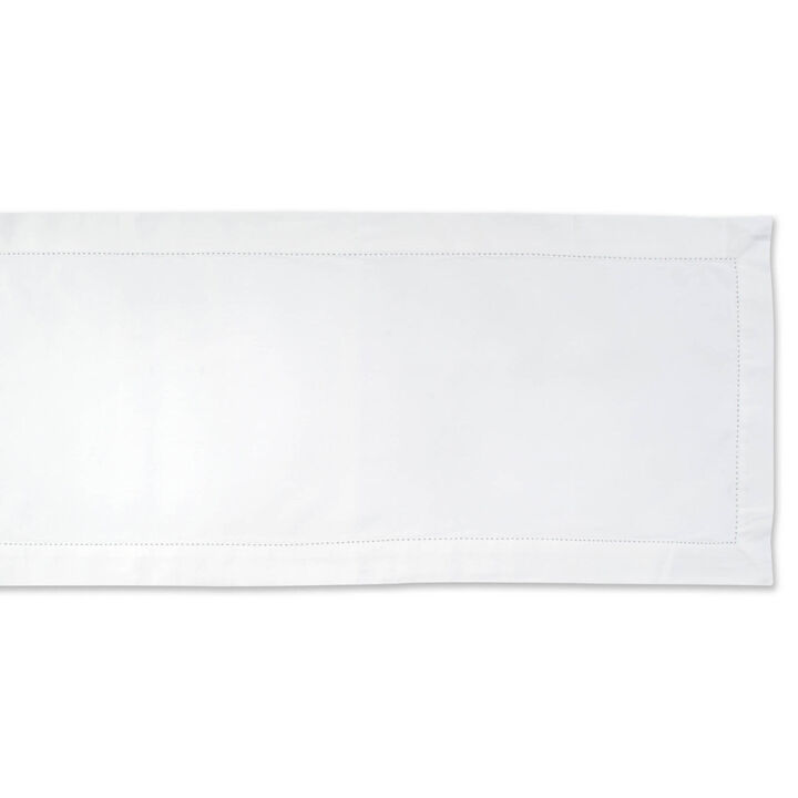 14" x 108" Off White Hemstitch Pattern Rectangular Table Runner