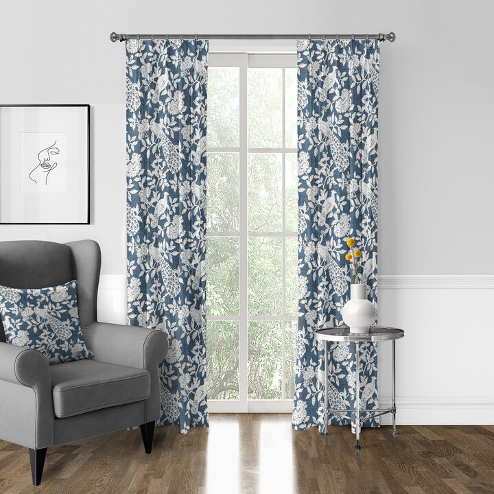 6ix Tailors Fine Linens Lark Navy Pinch Pleat Drapery Panel Pair