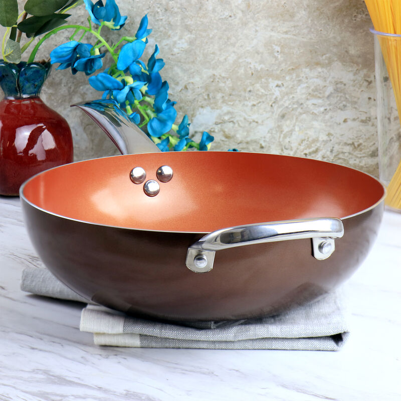 Copper Pan Cooking Excellence 3.5 Quart Aluminum Nonstick Saute Pan in Copper