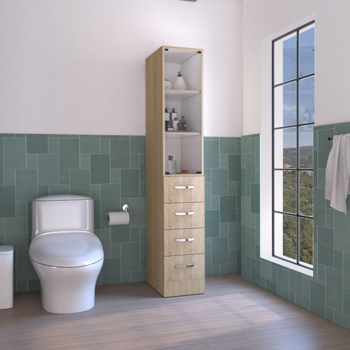 Linen Cabinet Epic, Bathroom, Light Pine / White