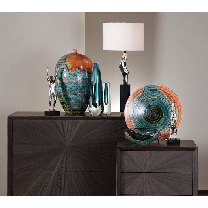 Triangle Cut Glass Vase Blue