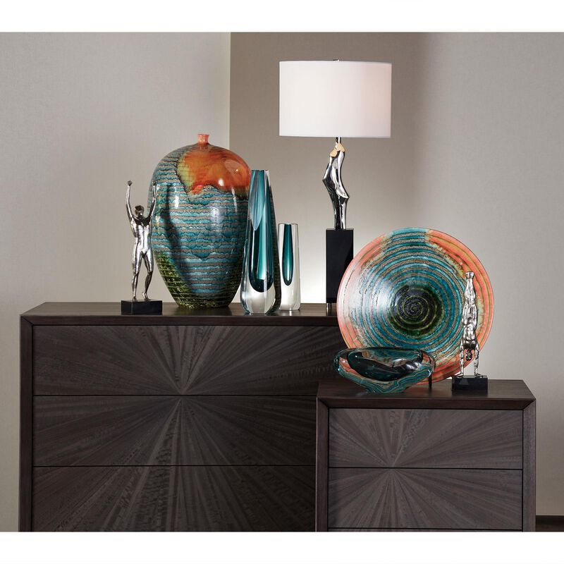 Triangle Cut Glass Vase Blue