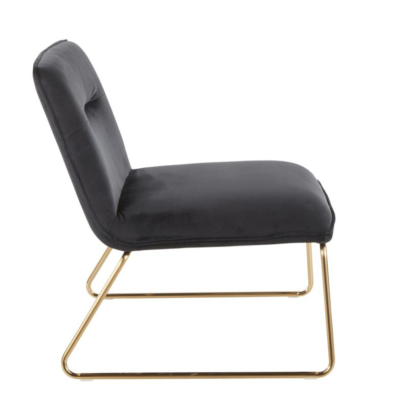 Casper Contemporary Accent Chair In Gold Metal And Black Velvet