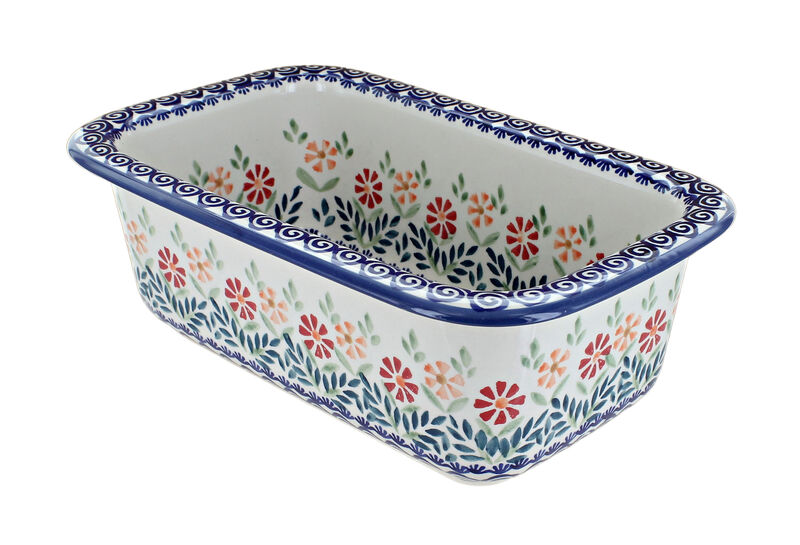 Blue Rose Polish Pottery Periwinkle Loaf Baker
