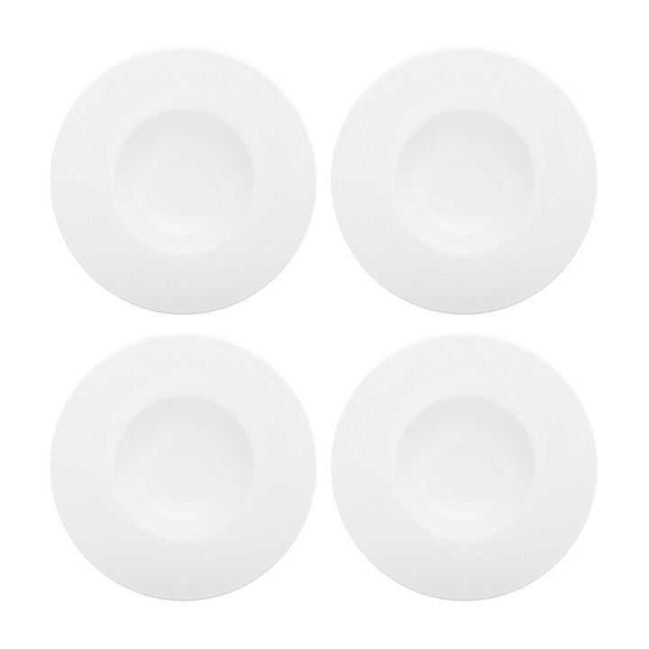 Porcelain Madrid dia.10.5" h:2" 13 oz. Round White Porcelain Bowl (Set of 4)
