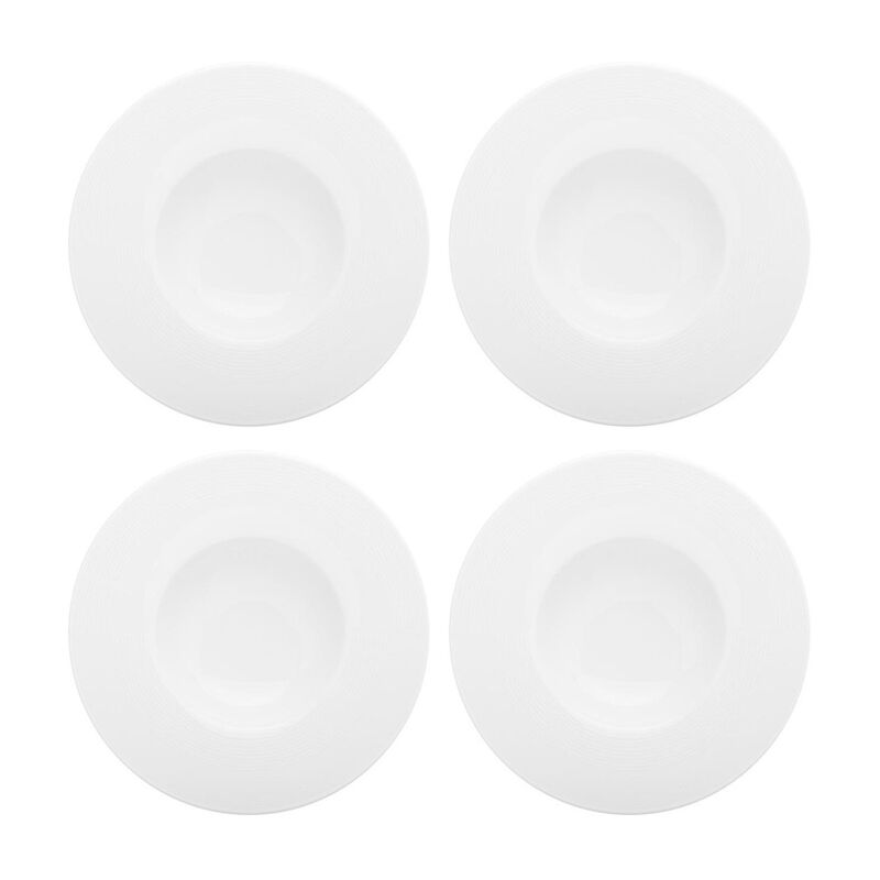 Porcelain Madrid dia.10.5" h:2" 13 oz. Round White Porcelain Bowl (Set of 4)