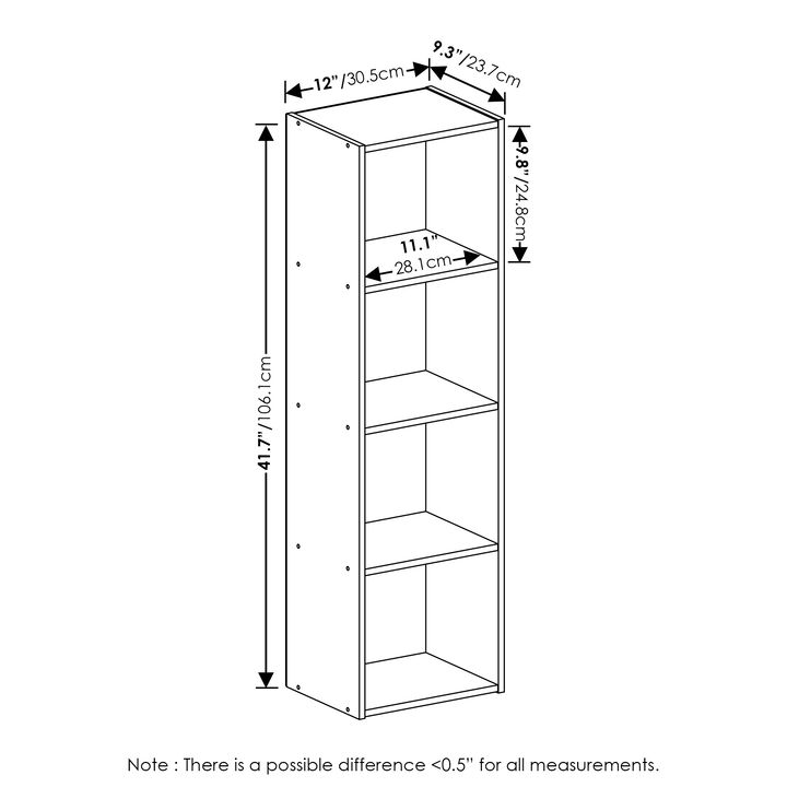 Furinno Luder Bookcase / Book / Storage, 4-Tier Cube,White