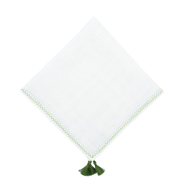 Linen Napkins With GreenTassels, Set of 4