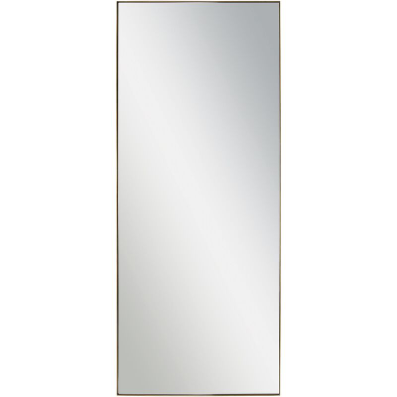72" Antique Brass Glass Framed Rectangular Wall Mirror