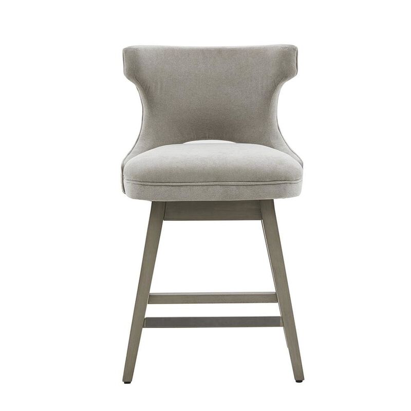 Starlight Canyon Home Gray Swivel Counter Stool with Solid Wood Frame and Fabric Seat