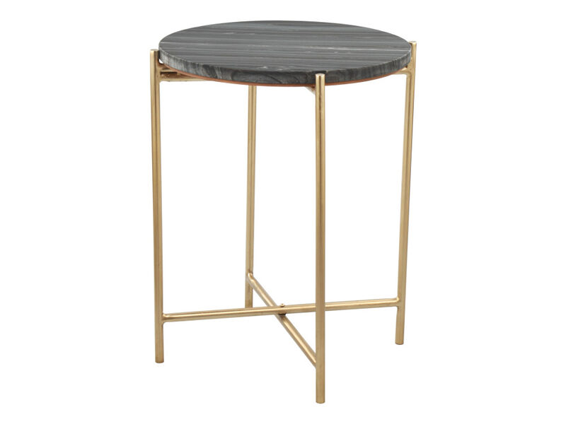 David Side Table Gray & Gold