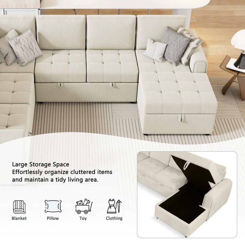 Merax U-shaped Sofa Sectional Sofa with A Storage Chaise Lounge